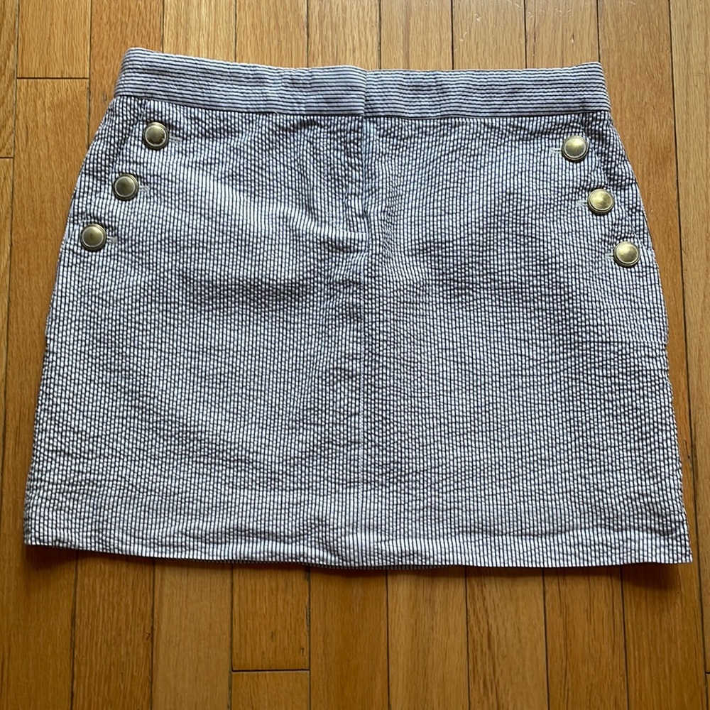 J. Crew Women’s Seersucker Mini Skirt Navy & White Pinstripe Size 4